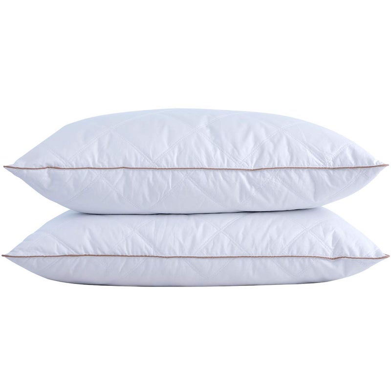 puredownÂ® Goose Feathers and Down Pillow with Diamond Quilting with 100% Cotton Cover, Pack of 2, Queen Size - Image 1